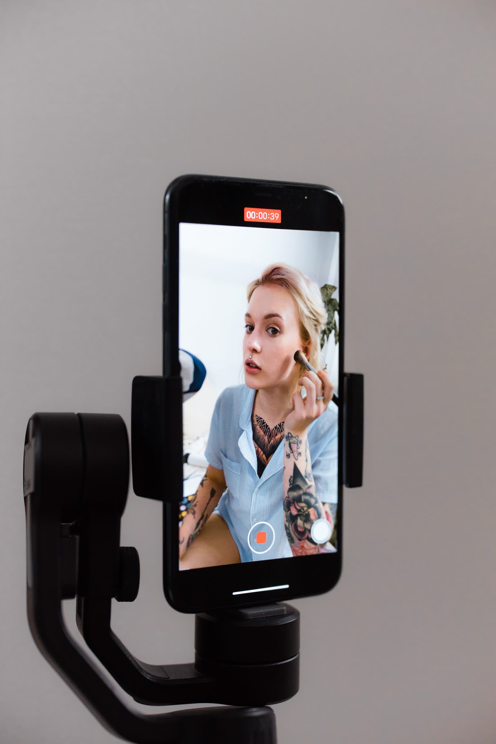 Smartphone on a gimbal filming social content